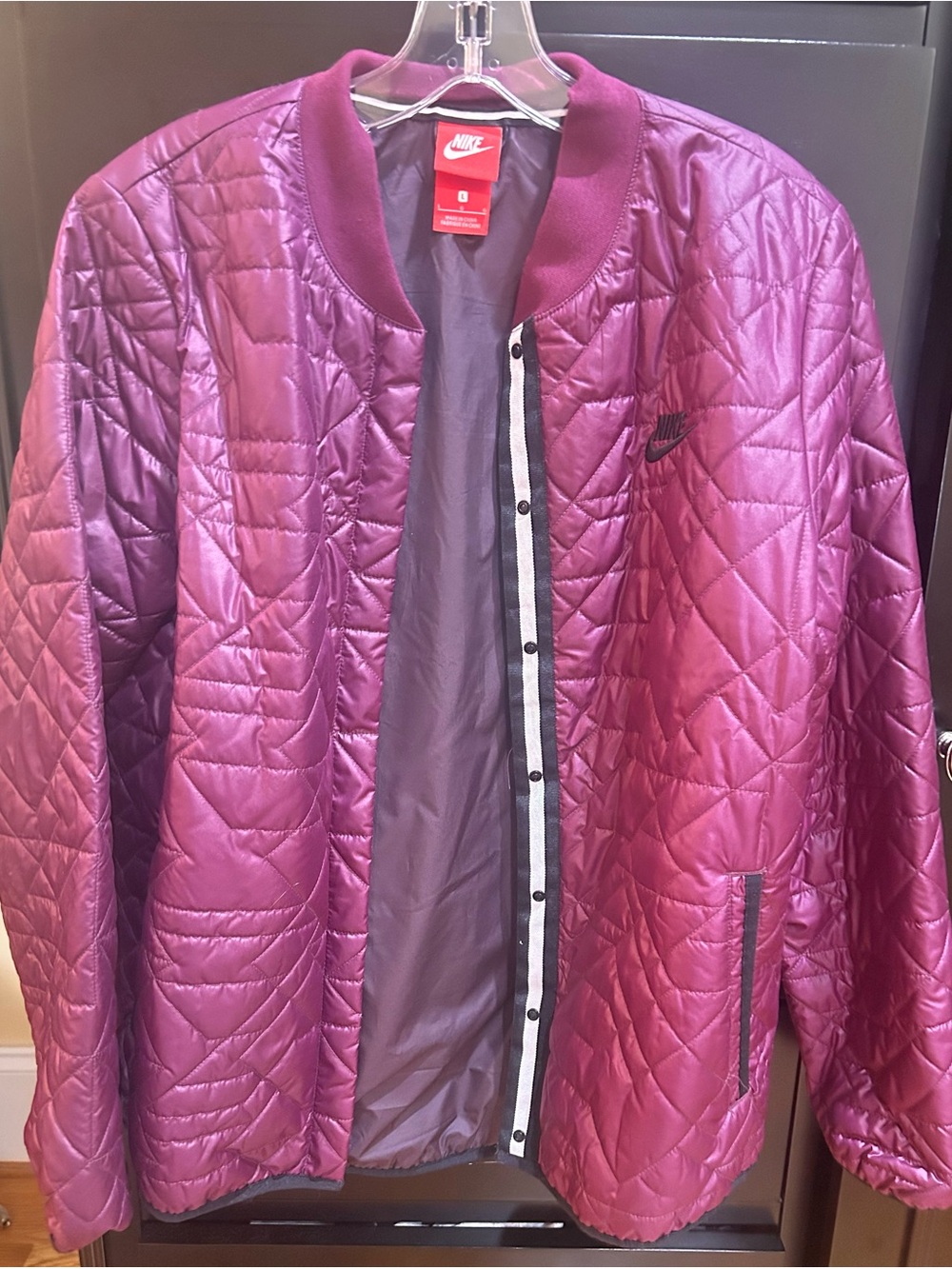 Nike Quilted Bomber Jacket in Plum